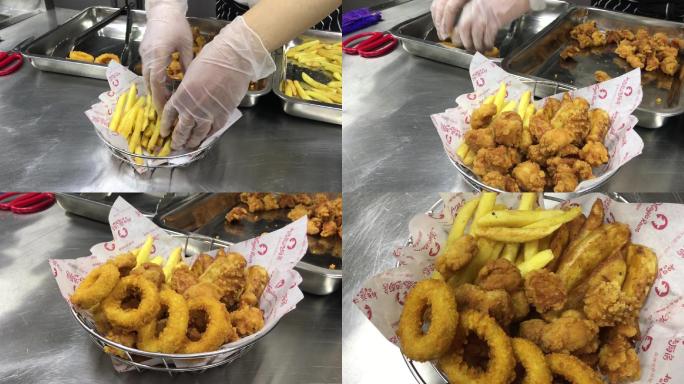 薯条鸡米花西餐厅摆盘食物饭吃的