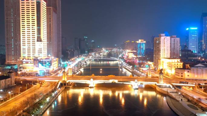 城市大桥车水马龙夜景延时摄影