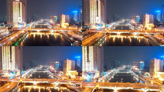 城市大桥车水马龙夜景延时摄影