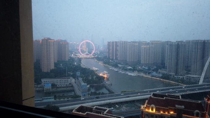天津之眼大气震撼延时摄影白天到黑夜