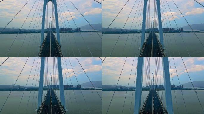 大气跨江桥梁航拍