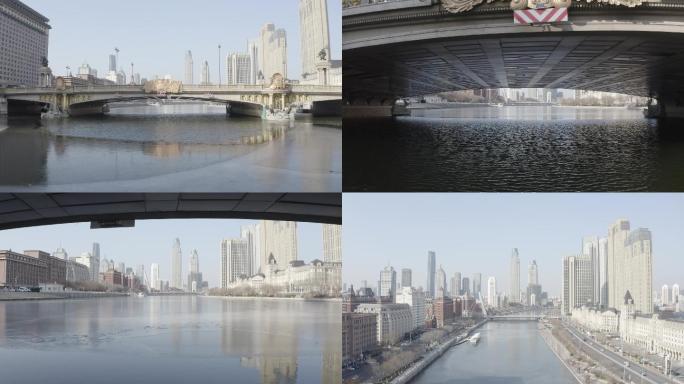 城市大桥穿过空镜航拍