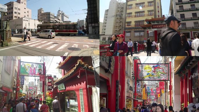 长崎滨町商业街日本旅拍空镜头