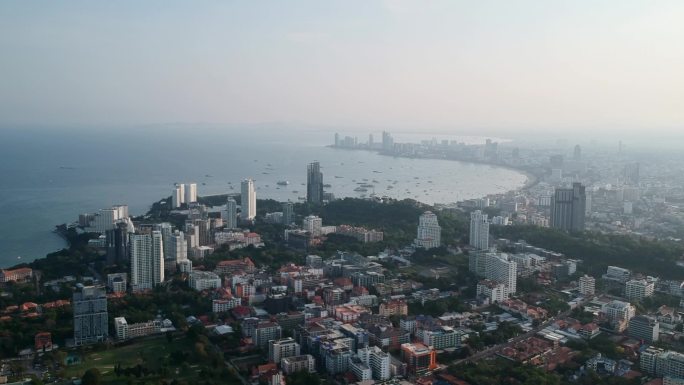全高清航拍泰国芭堤雅城市海湾