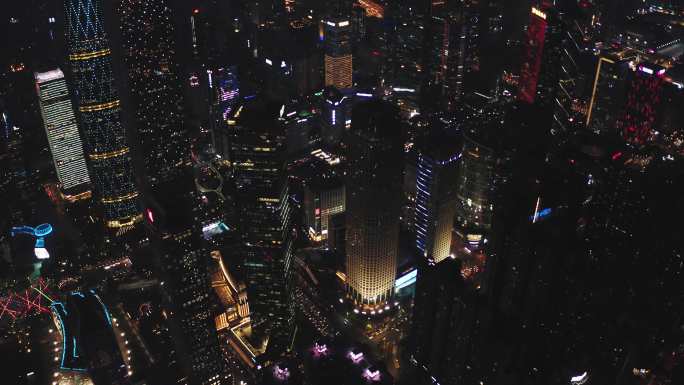 广州CBD夜景珠江新城广州塔4K高清航拍