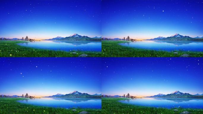 夜晚星空湖水河边1080P版