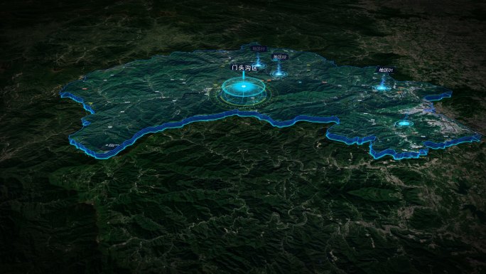 【北京门头沟地图】震撼科技感立体三维地图