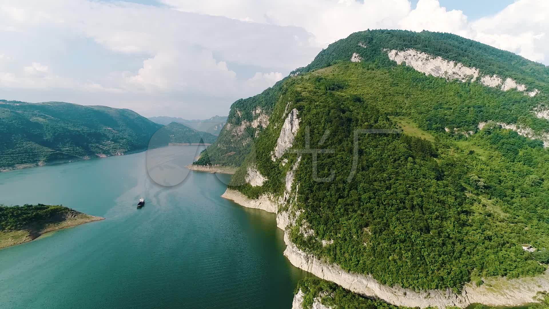 大氣壯麗山水畫面烏江航河道口_視頻素材包下載(編號:5469880)_實拍