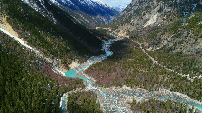 航拍中国西藏波密米堆大峡谷