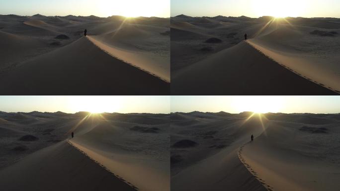 独行沙漠向着太阳孤独