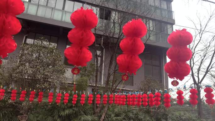 2021牛年春节新年喜庆社区红灯笼