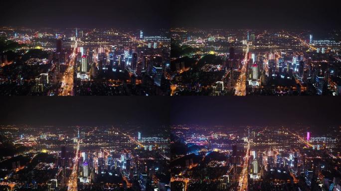 航拍高空柳州夜景