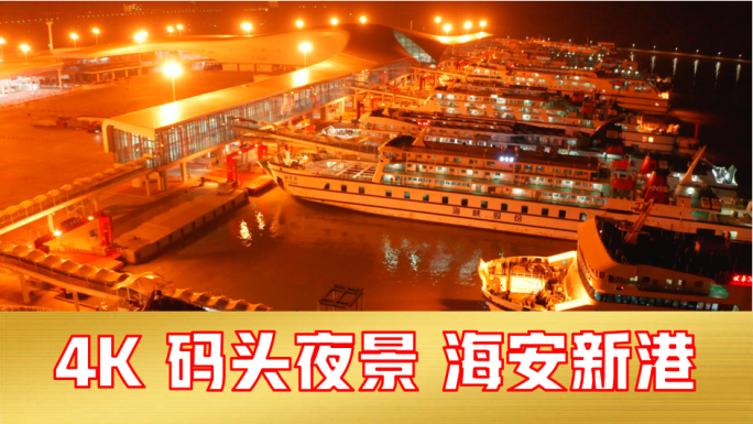【4K】粤海轮渡海安新港（夜景）