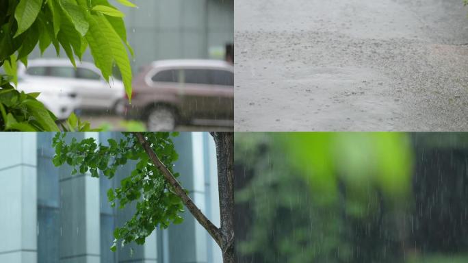 下雨天雨景场景特写空境