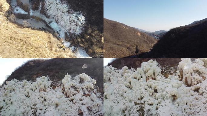 航拍素材包.北京门头沟神泉峡冰瀑