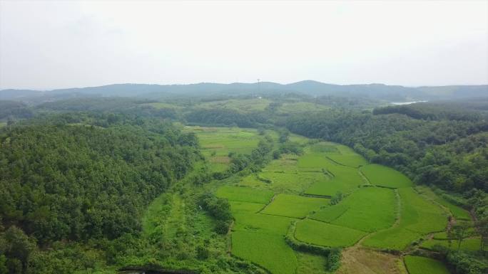 航拍湖北花山水库