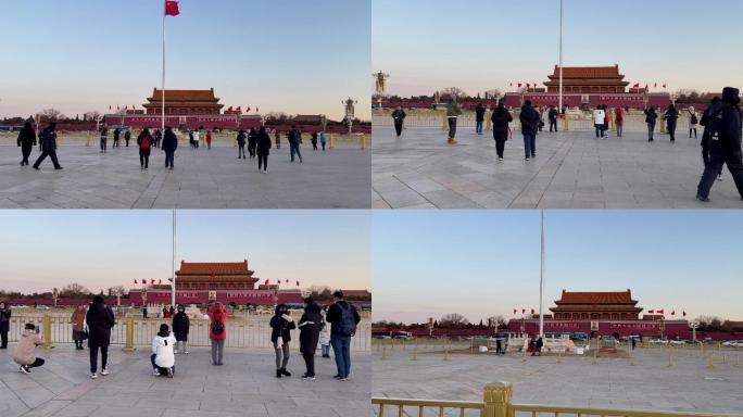 北京天安门广场拍摄车流天安门北京冬天