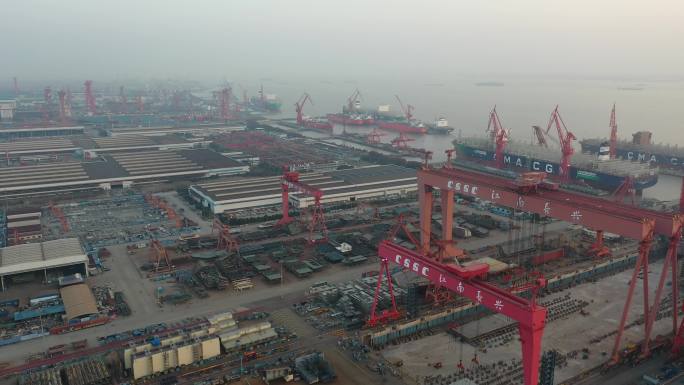 4K原素材-航拍上海江南造船厂