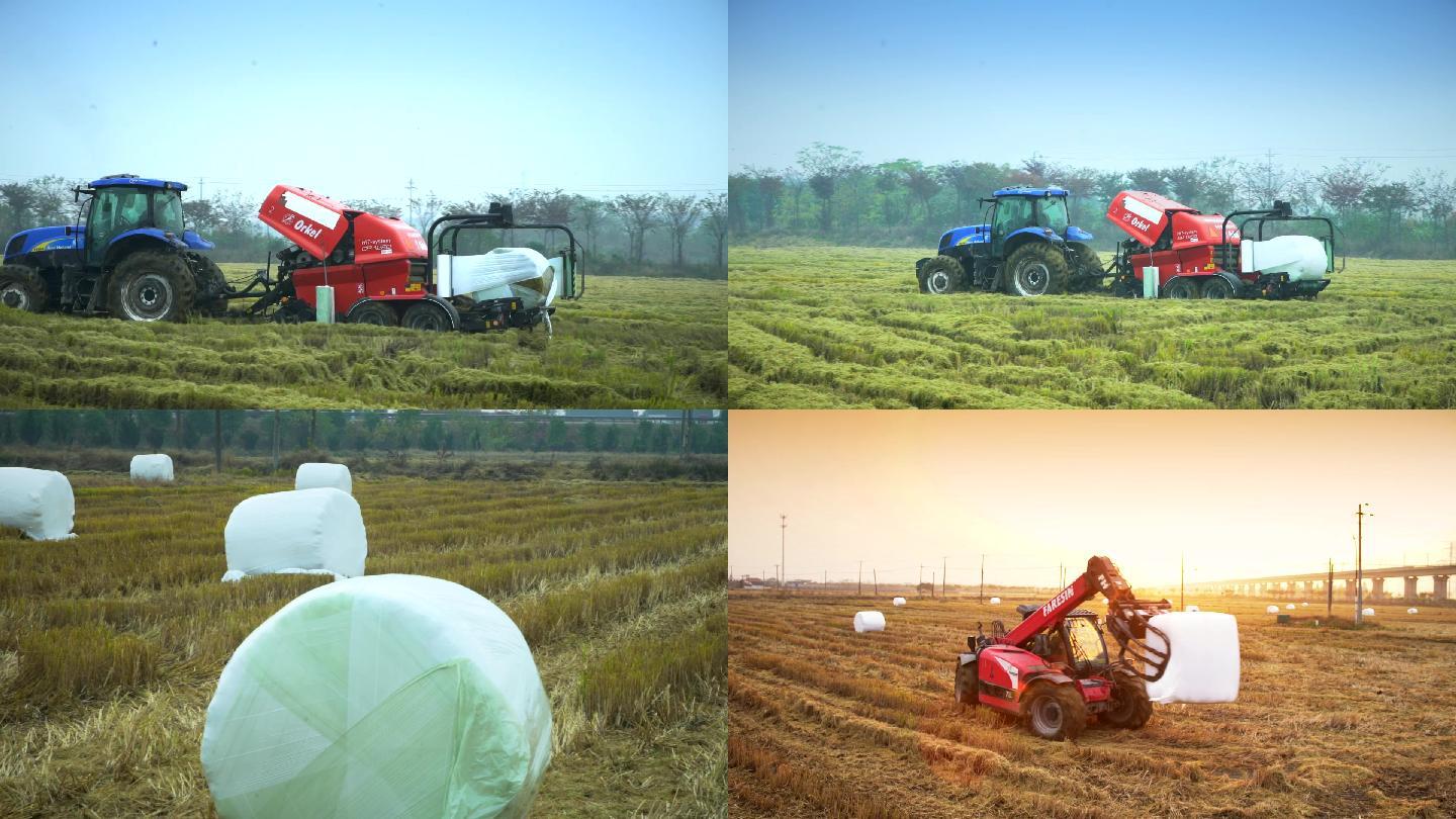 秸秆回收秸秆打包机收割稻谷自动化农业科技