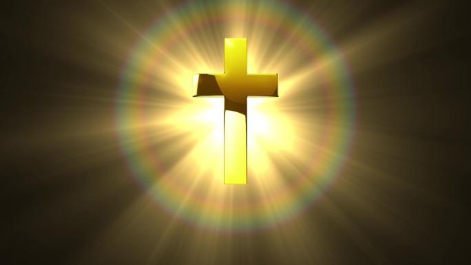 耶稣十字架圣光循环LED背景