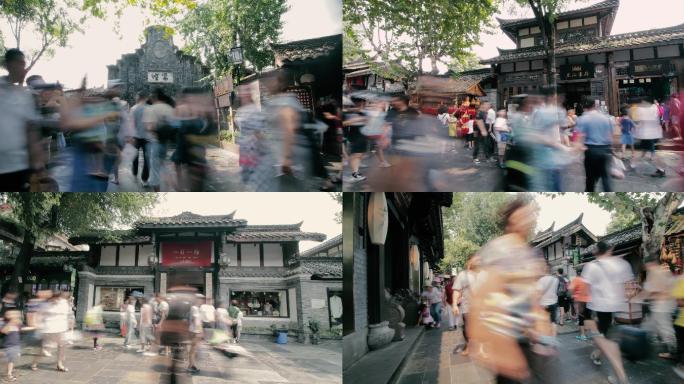 宽窄巷子成都景点旅游人群游客四川旅游延时