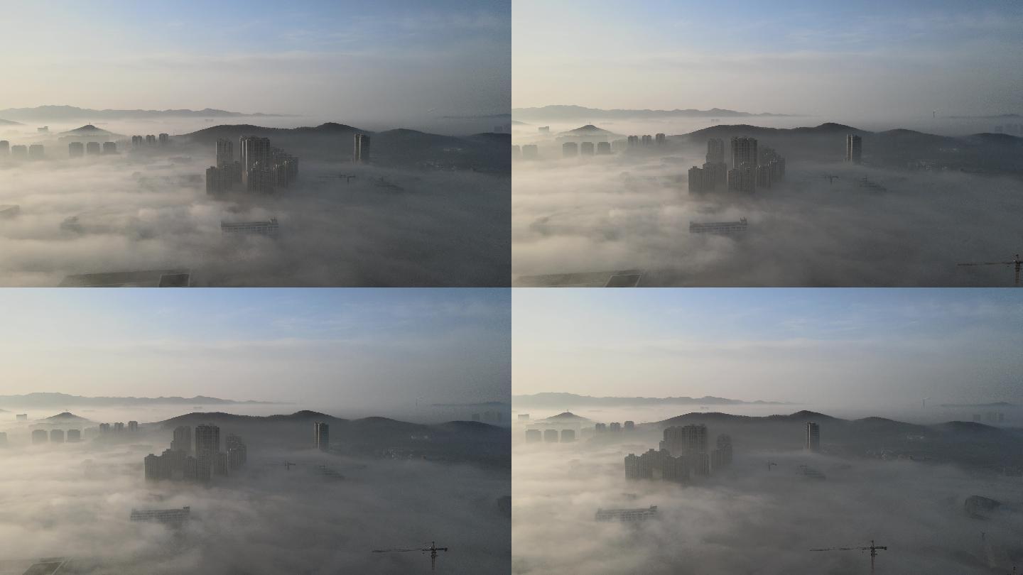 平流雾之上的威高七彩城楼盘航拍4K
