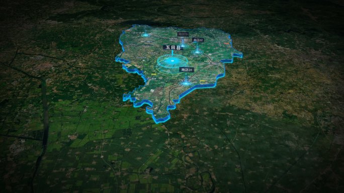 【唐山玉田地图】科技蓝色光效区位图文地图