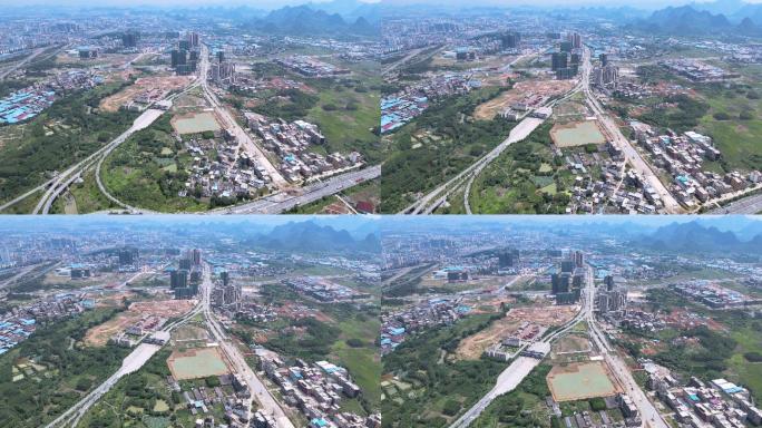 桂林城郊城市开发建设4k航拍