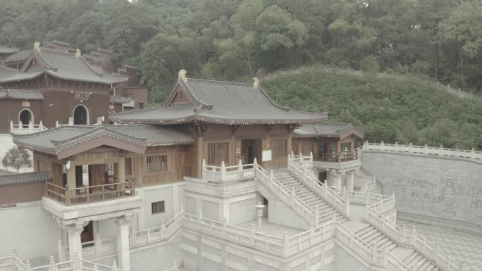 航拍湘潭昭山古寺