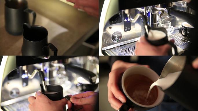 制作咖啡过程简单拉花拿铁咖啡