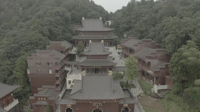 昭山古寺航拍素材