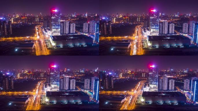 安徽合肥城市夜景8K航拍延时