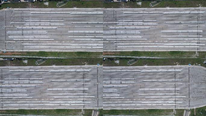 航拍城市动车库停车库动车产业园