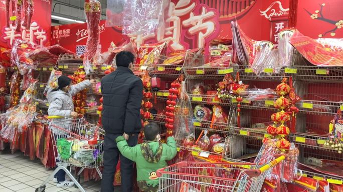 新春春节买春联福字年货逛超市买年货