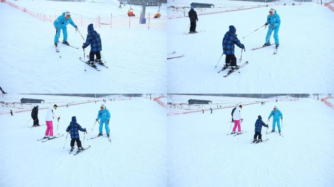 滑雪场孩子们快乐滑雪培训