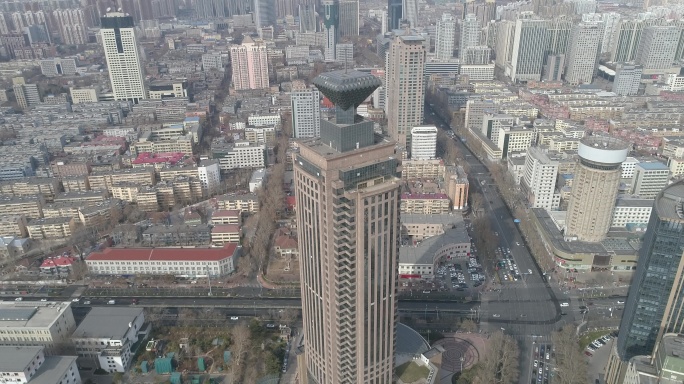 4K航拍济南中国农业银行大楼
