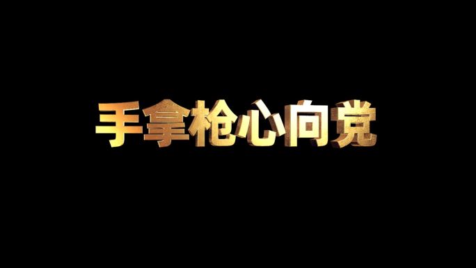 《手拿枪心向党》金色字