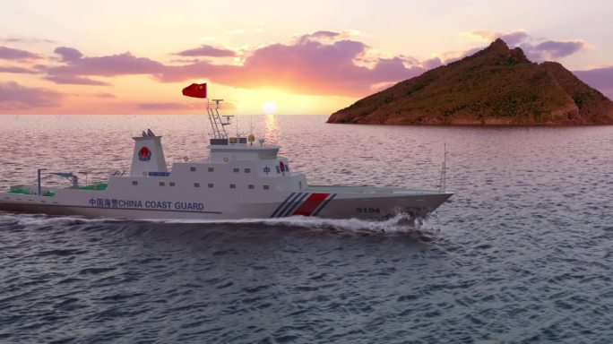 中国海警船驶过钓鱼岛