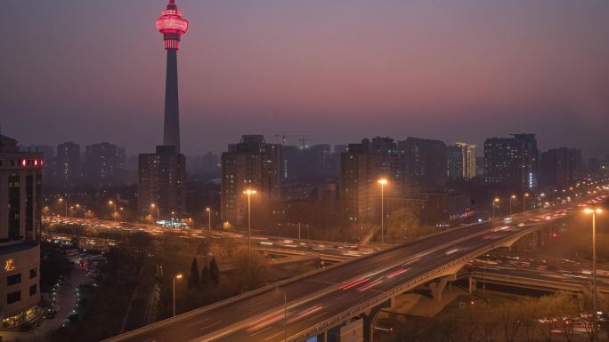 北京市海淀区中央电视塔航天桥日转夜延时