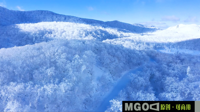 梦幻雪景雾凇冰天雪地北国风光，雪景航拍
