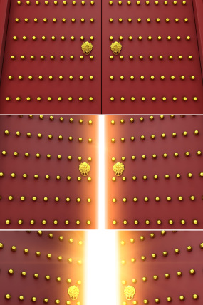 古城门打开-三维渲染带通道