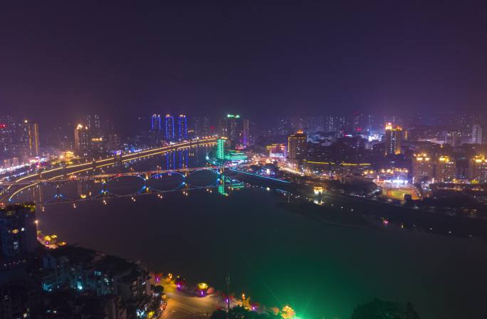 【4K】内江新年西林大桥夜景航拍