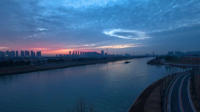 苏州京杭大运河清晨延时