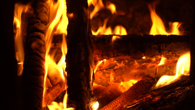 土灶柴火素材炭火燃烧的火焰