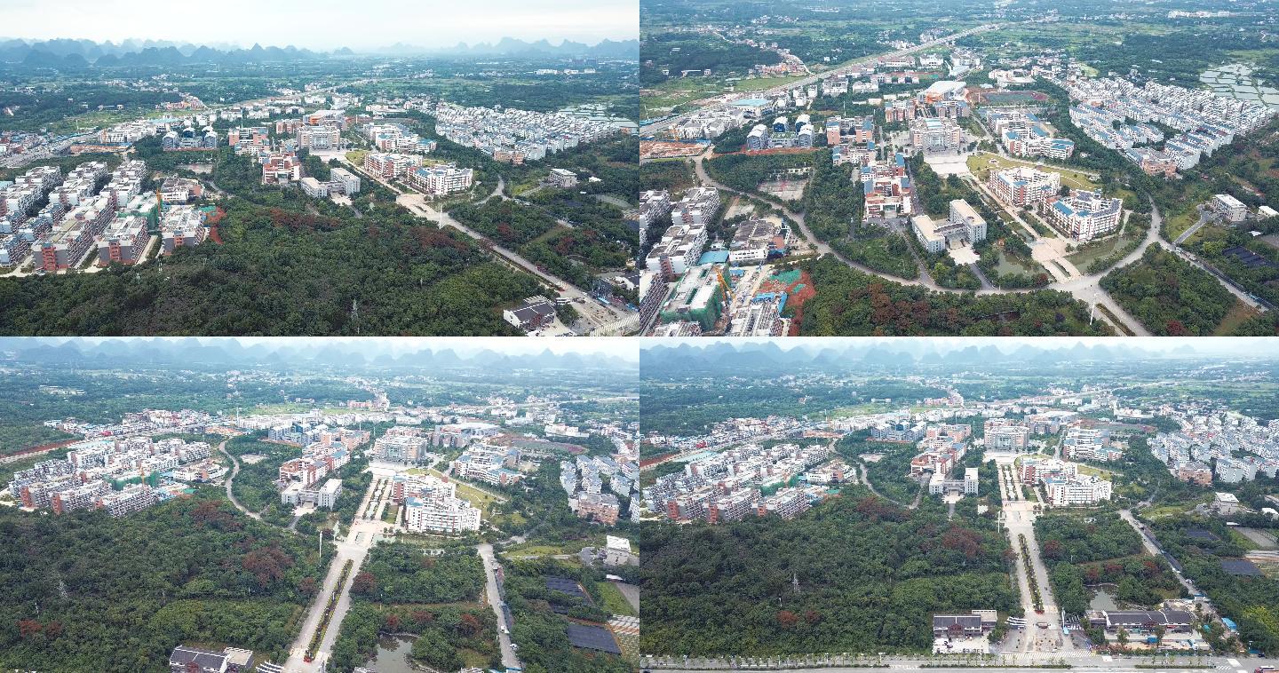 桂林理工大学雁山校区建筑教学楼航拍多镜头