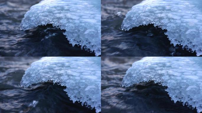 冰雪融化唯美水滴慢速素材4