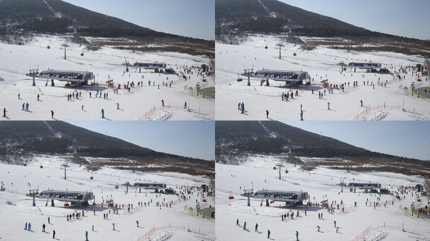 滑雪场滑雪游客（原始素材未剪辑）