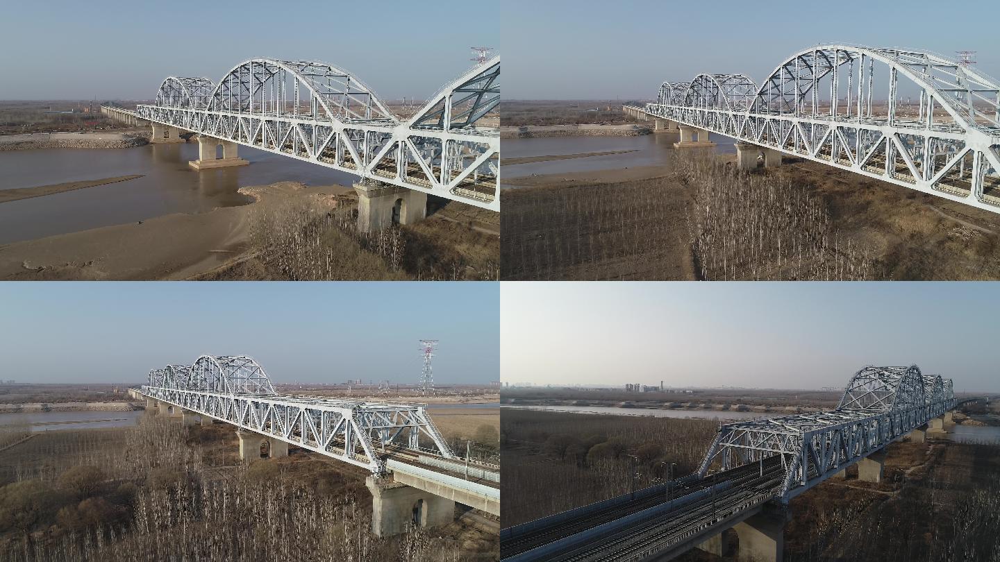 4K-航拍济南京沪铁路黄河铁路桥-原素材