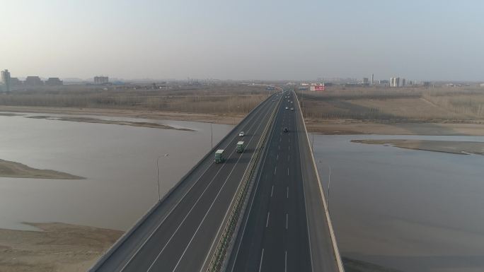 4K航拍济南绕城高速黄河大桥-原素材
