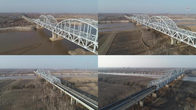4K航拍济南京沪高铁黄河铁路桥